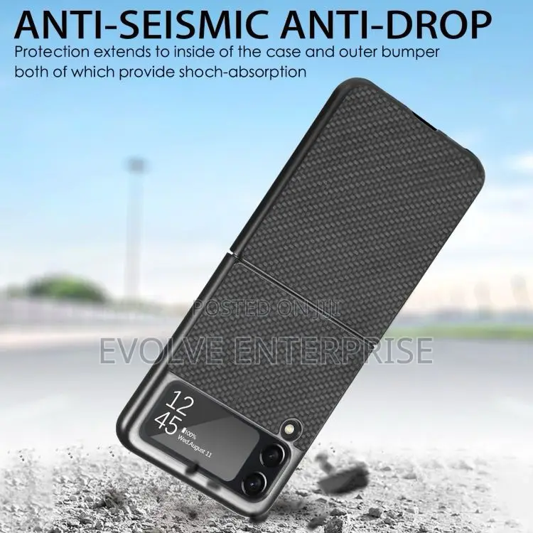 For Samsung Galaxy Z Flip4 Fiber Texture Fold Shockproof Phone Case