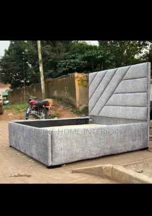 Gray Tufted Headboard Bed