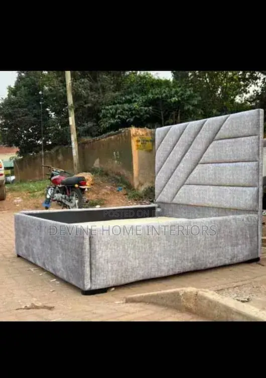 Gray Tufted Headboard Bed