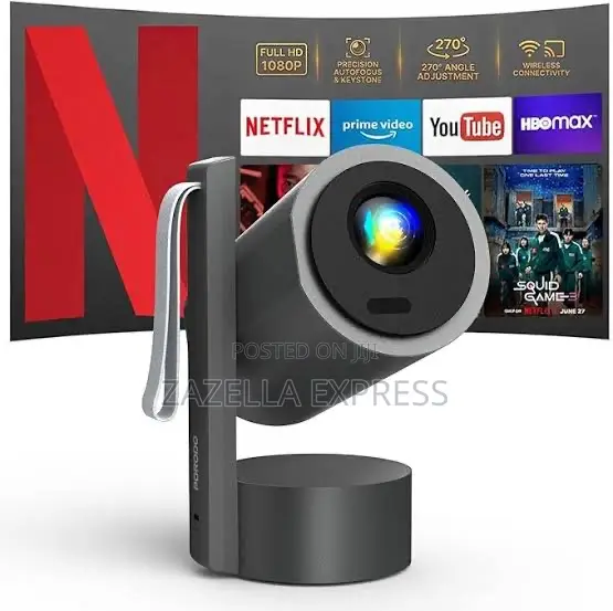 Porodo Premiere Rechargedable Android Smart Projector, 250 Ansi Lumens