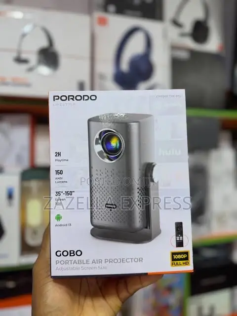 Porodo Gobo Portable Air Projector, Rechargeable Projector 1080p