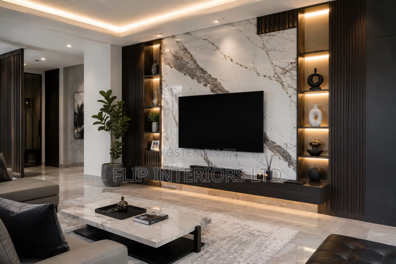 Stylish Marble Tv Wall Decorative Finishing Services