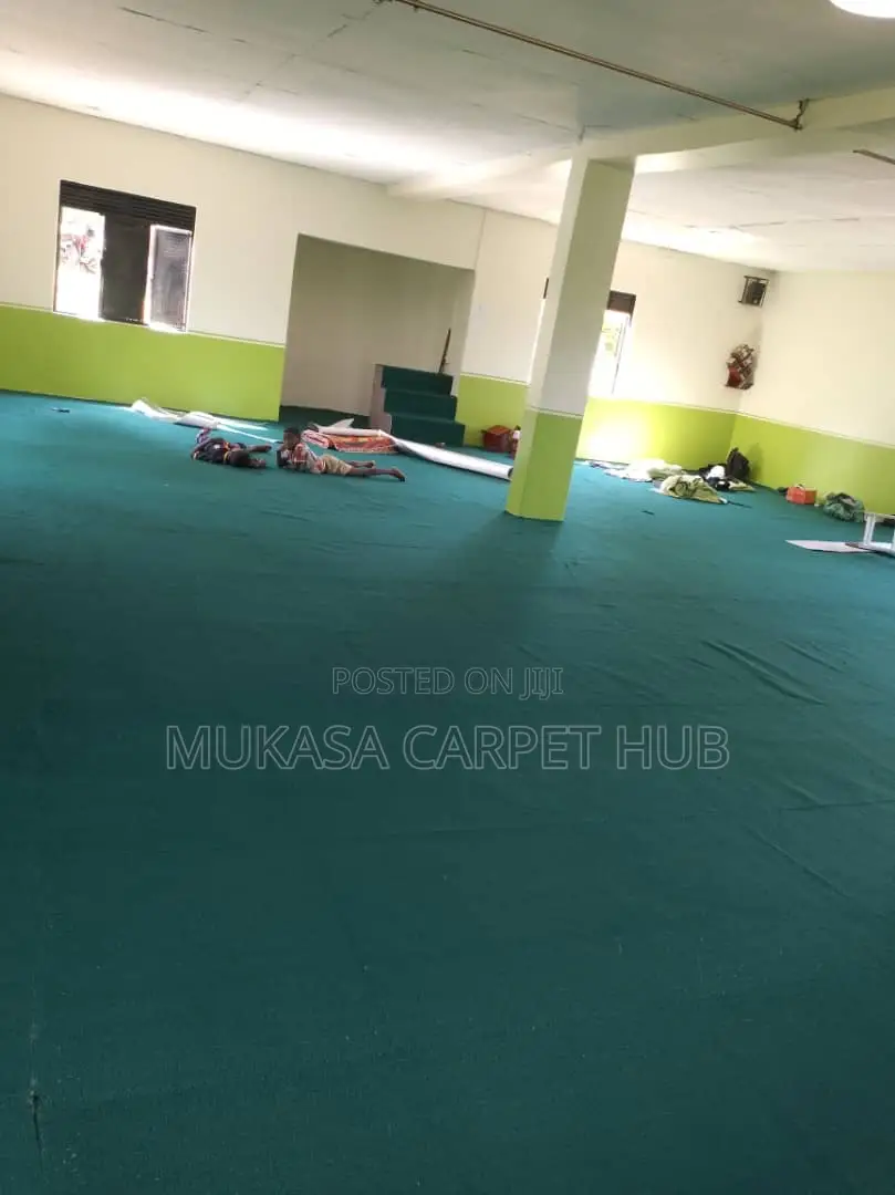 Luxury Green Wool Masjid Carpet Installation