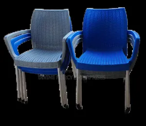 Plastic Blue and Gray Arm Chair Weave Design