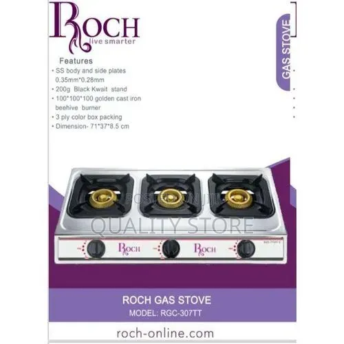 Roch 3 -Burners Gas Cooker Stainless Steel