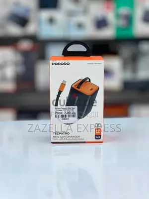 Porodo Tezpatro 65w Gan Charger With Usb C Retractable Cable