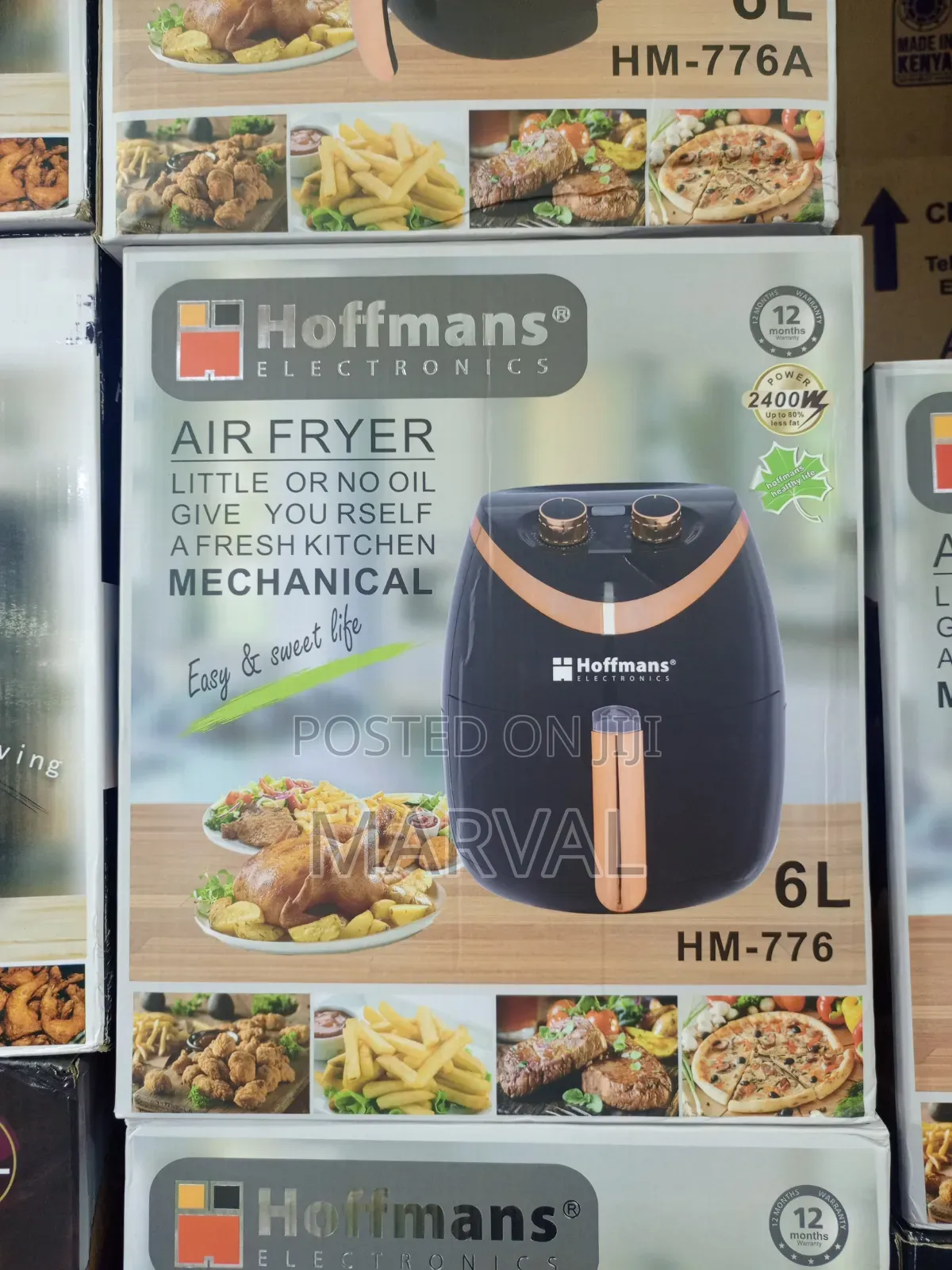 Hoffmans Hm-776 Mechanical Air Fryer in Black With a 6-Liter Capacity.