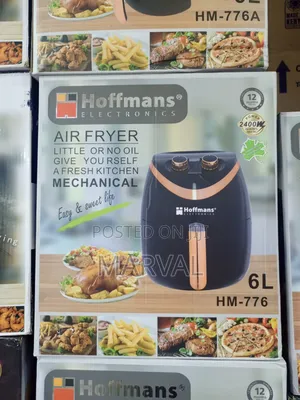 Hoffmans Hm-776 Mechanical Air Fryer in Black With a 6-Liter Capacity.