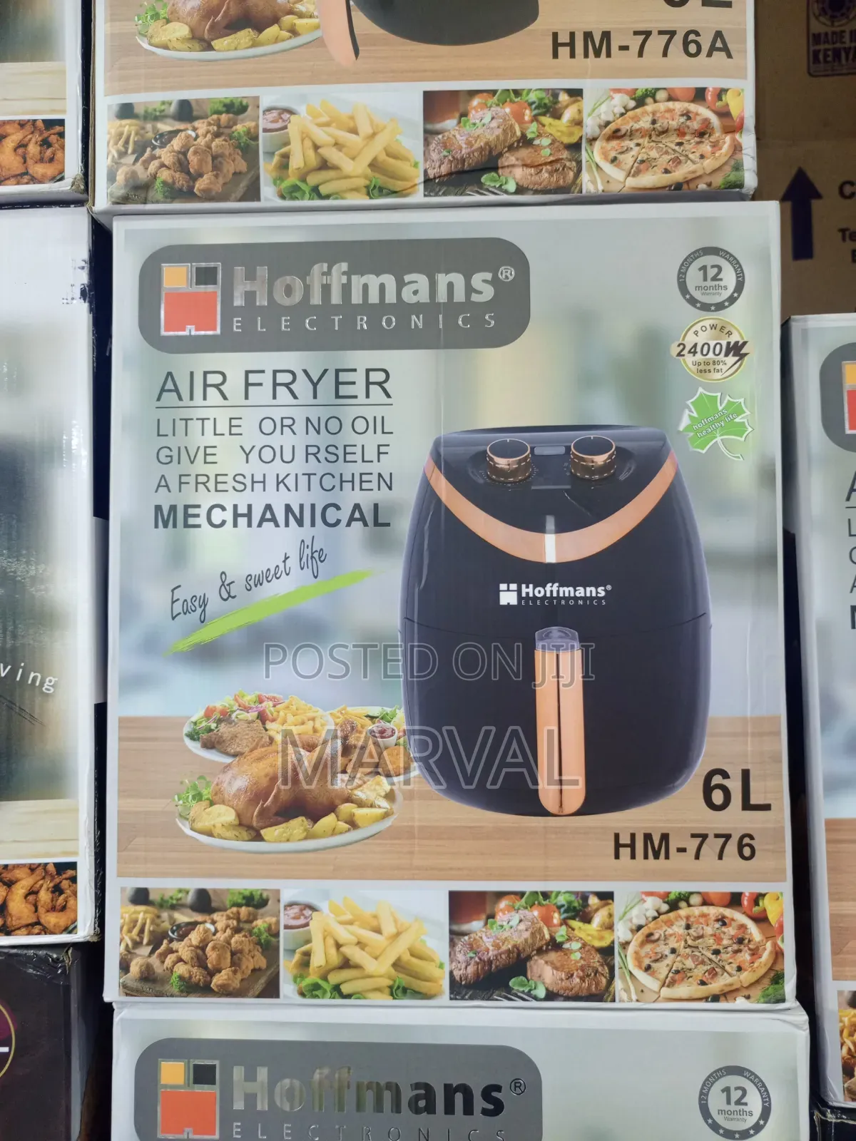 Hoffmans Hm-776 Mechanical Air Fryer in Black With a 6-Liter Capacity.