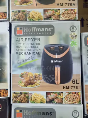 Hoffmans Hm-776 Mechanical Air Fryer in Black With a 6-Liter Capacity.
