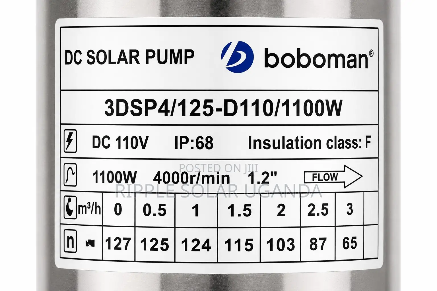 1100w Solar Borehole Pump 125m Head Deep Well Kampala