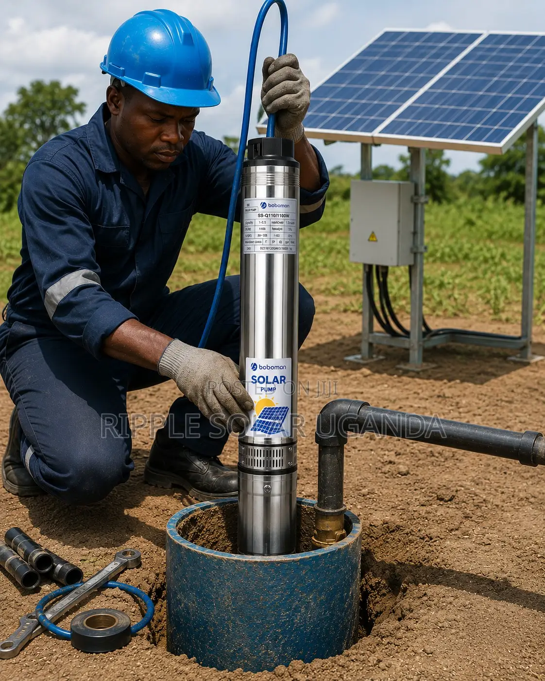 1100w Solar Borehole Pump 125m Head Deep Well Kampala