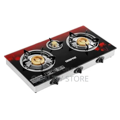 Geepas 3- Burners Gas Plate Glass