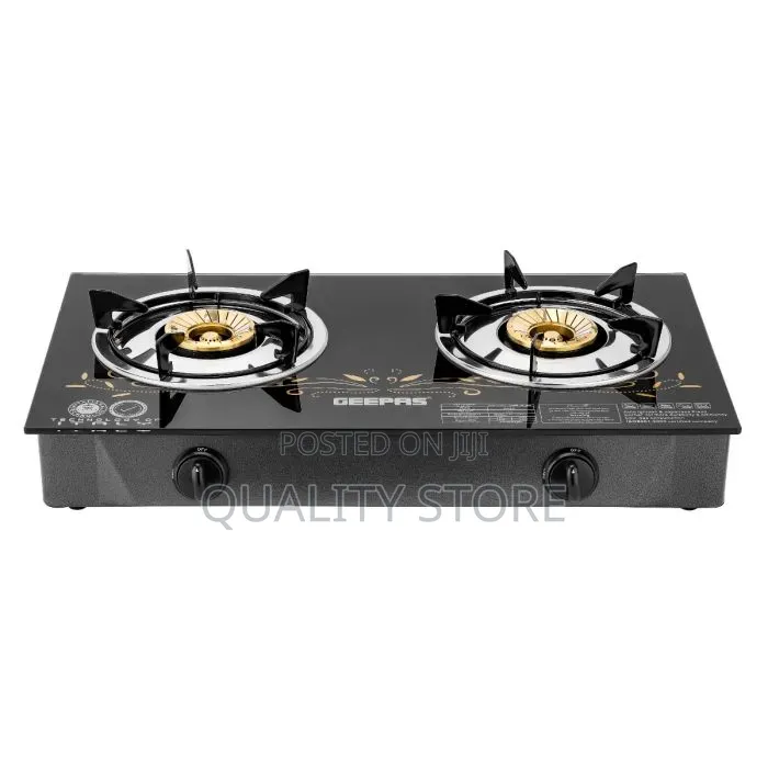 Geepas 2-Burner Gas Cooker Glass