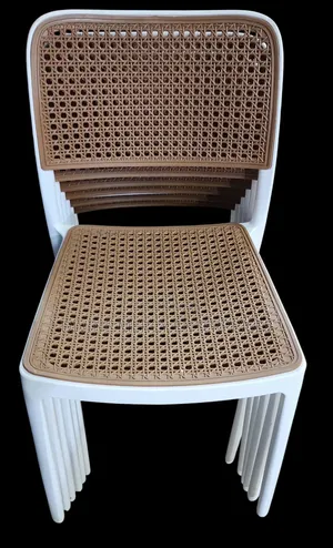 White and Brown Plastic Armless Chair