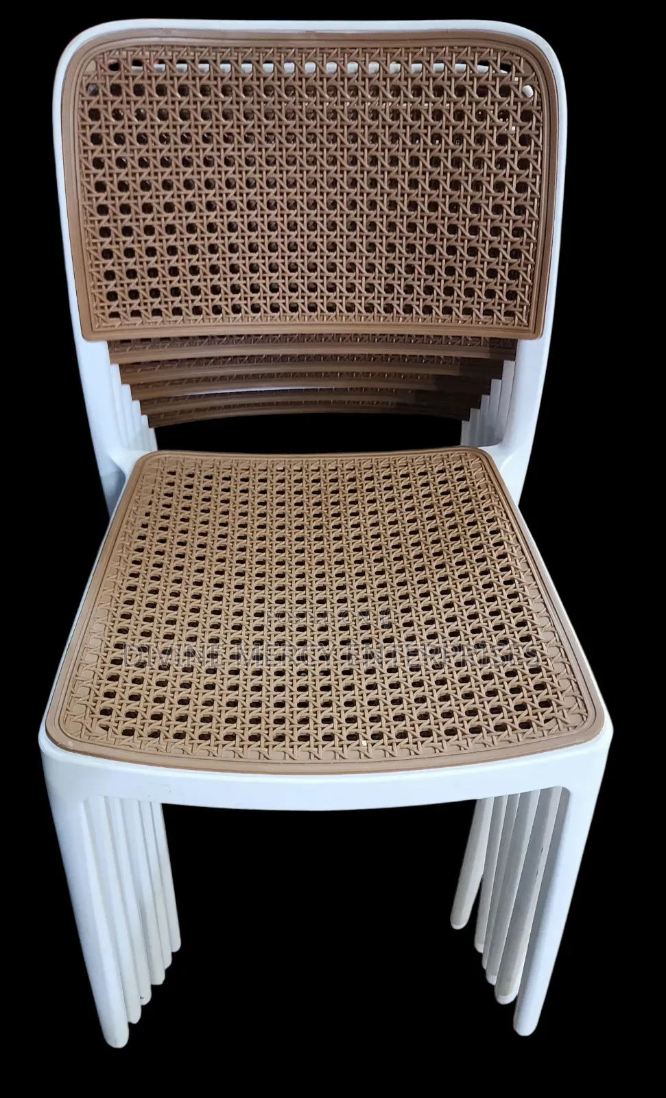 White and Brown Plastic Armless Chair