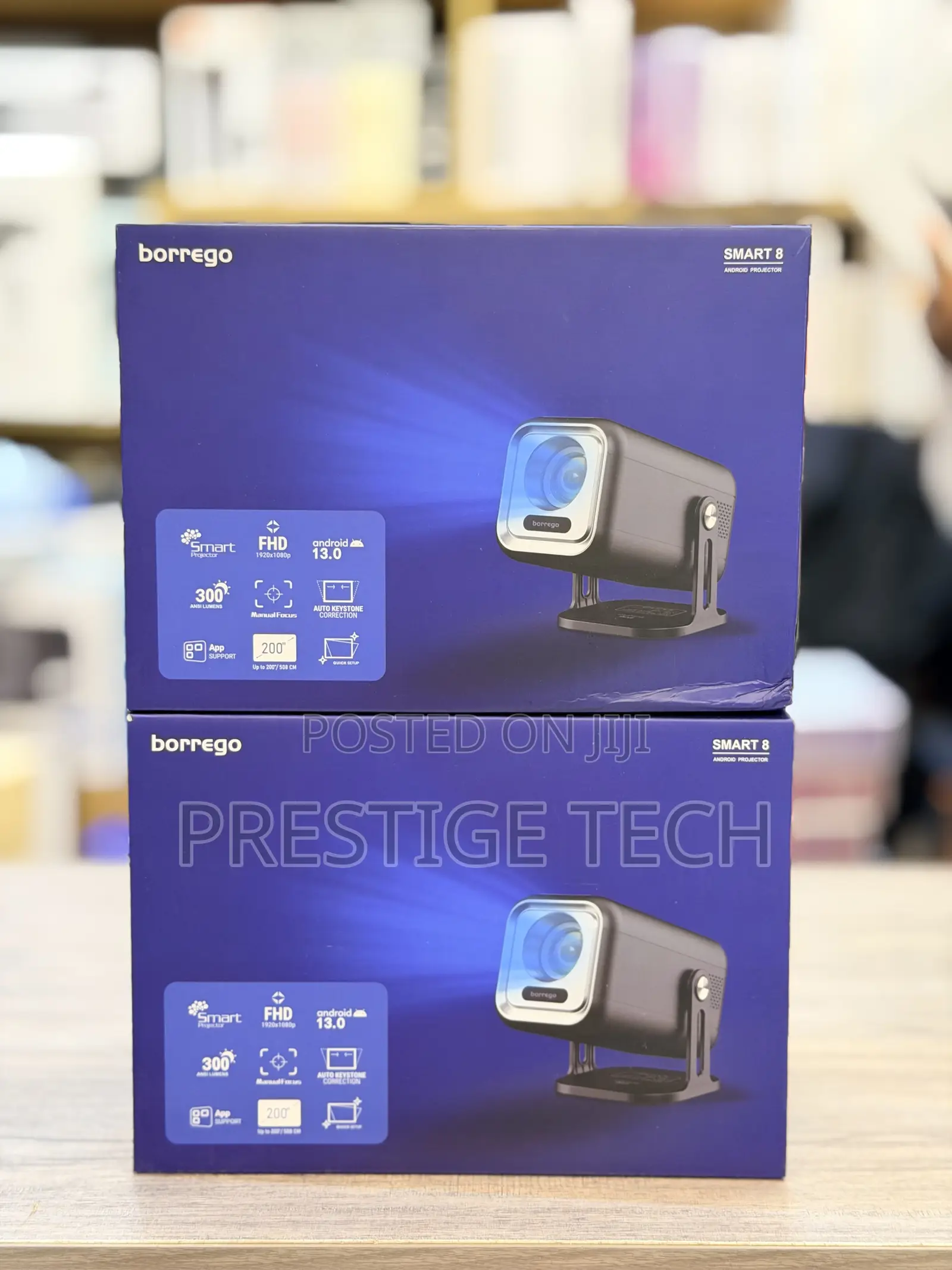 Borrego Smart 8 Projector With Android 13, 200inch, 300 Ansi Lumens