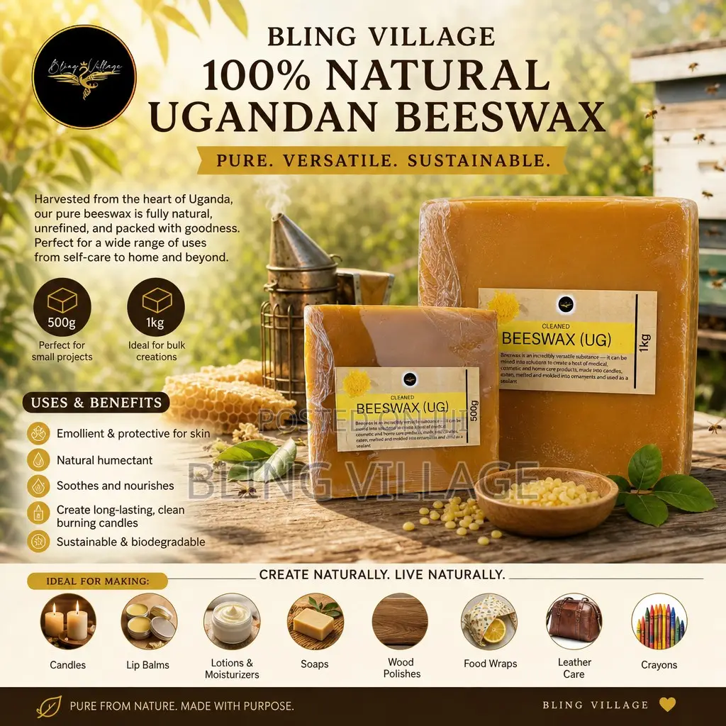Beeswax 1kg Cleaned (Blocks) Pure Ugandan