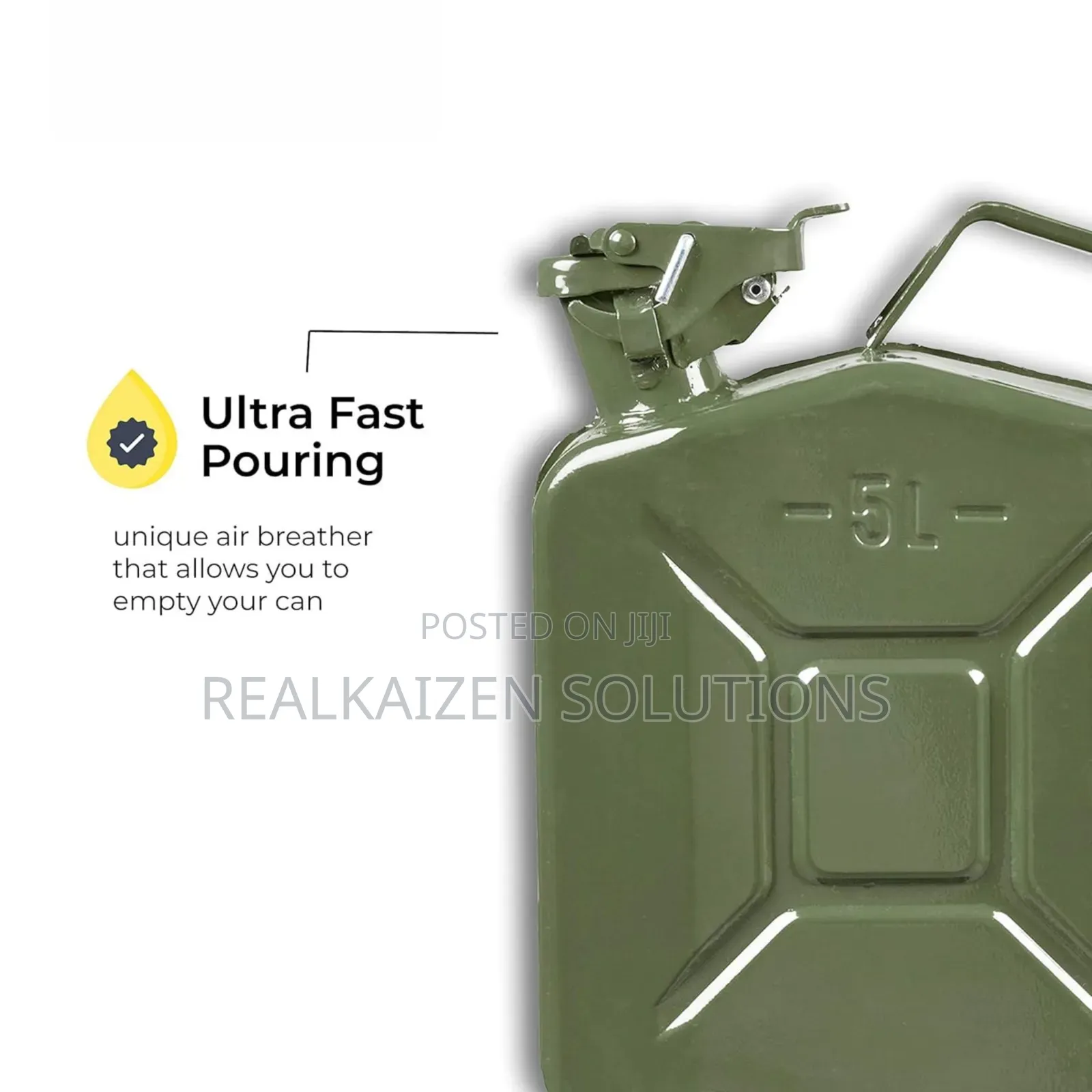5l Heavy-duty Steel Military Green Fuel Jerrycan With Safety Pin