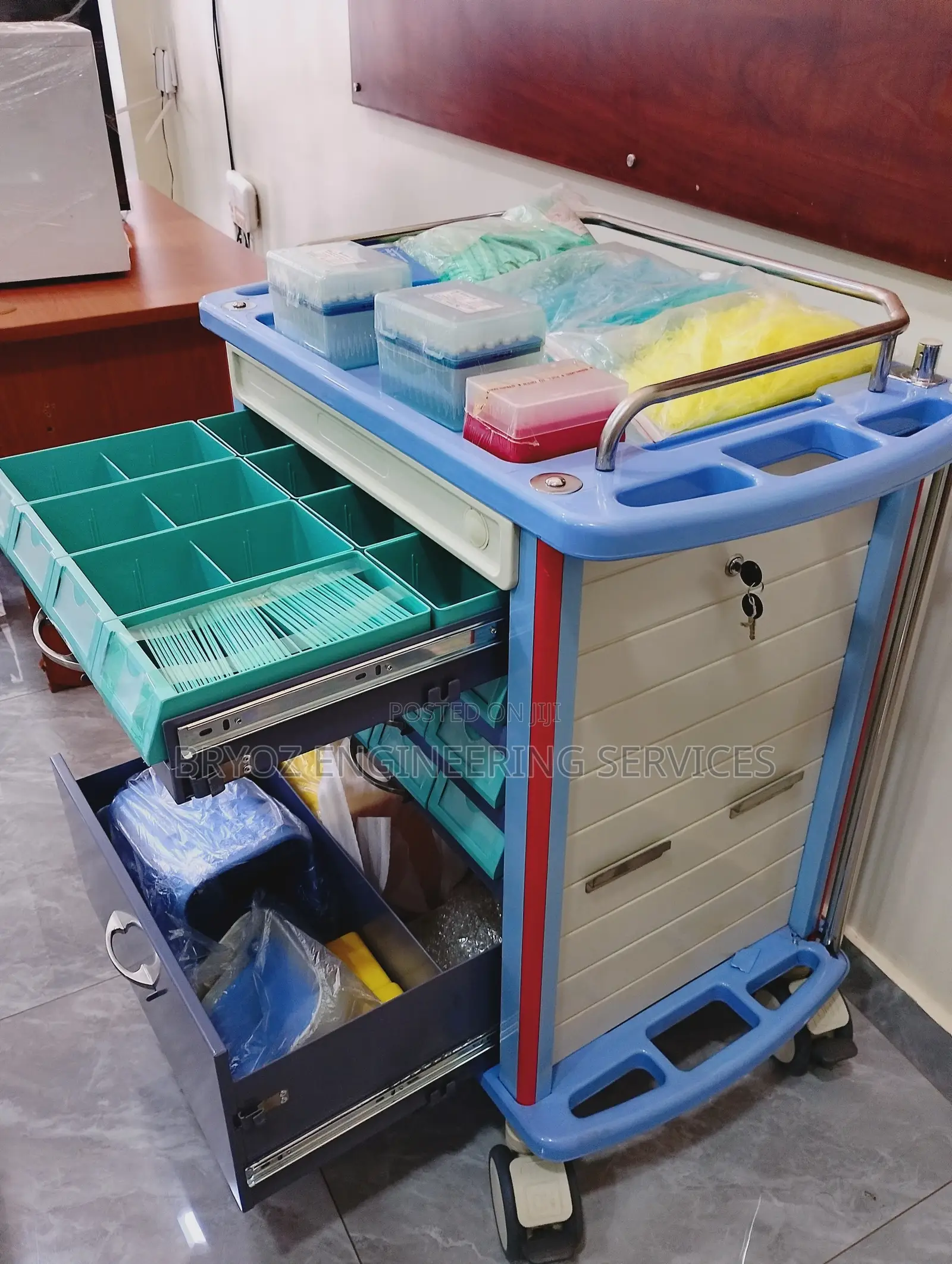 Medical Crash Cart / Emergency Trolley - Fully Loaded With Supplies