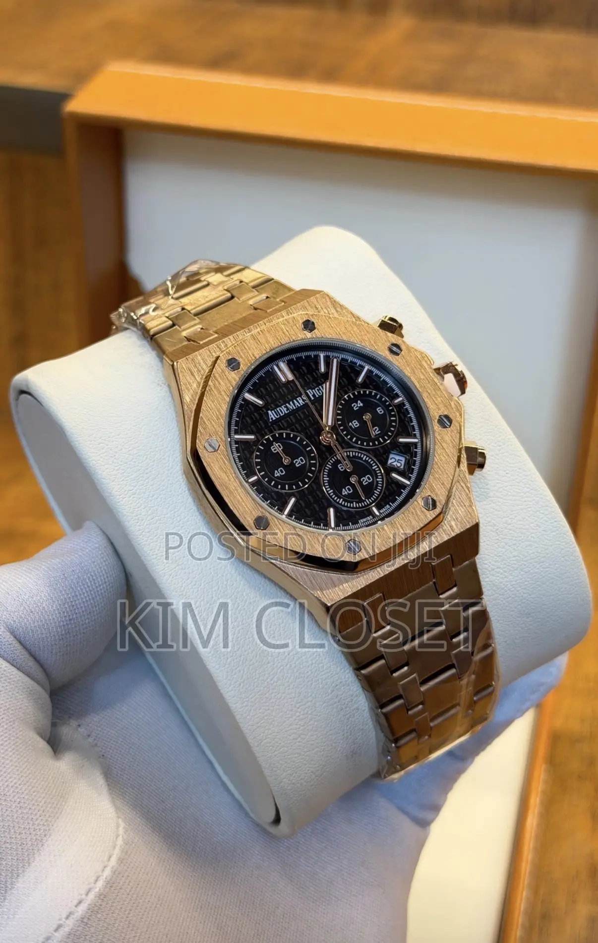 Rose Gold Watch With Black Dial