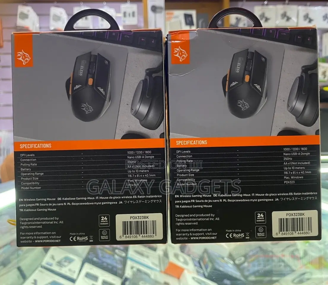 Porodo Gaming Wireless Mouse, Nano Usb