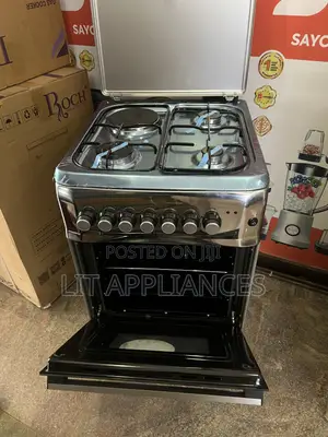 Roch 50*50 Cooker, 3gas + 1hotplate,Electric Oven Black Color.