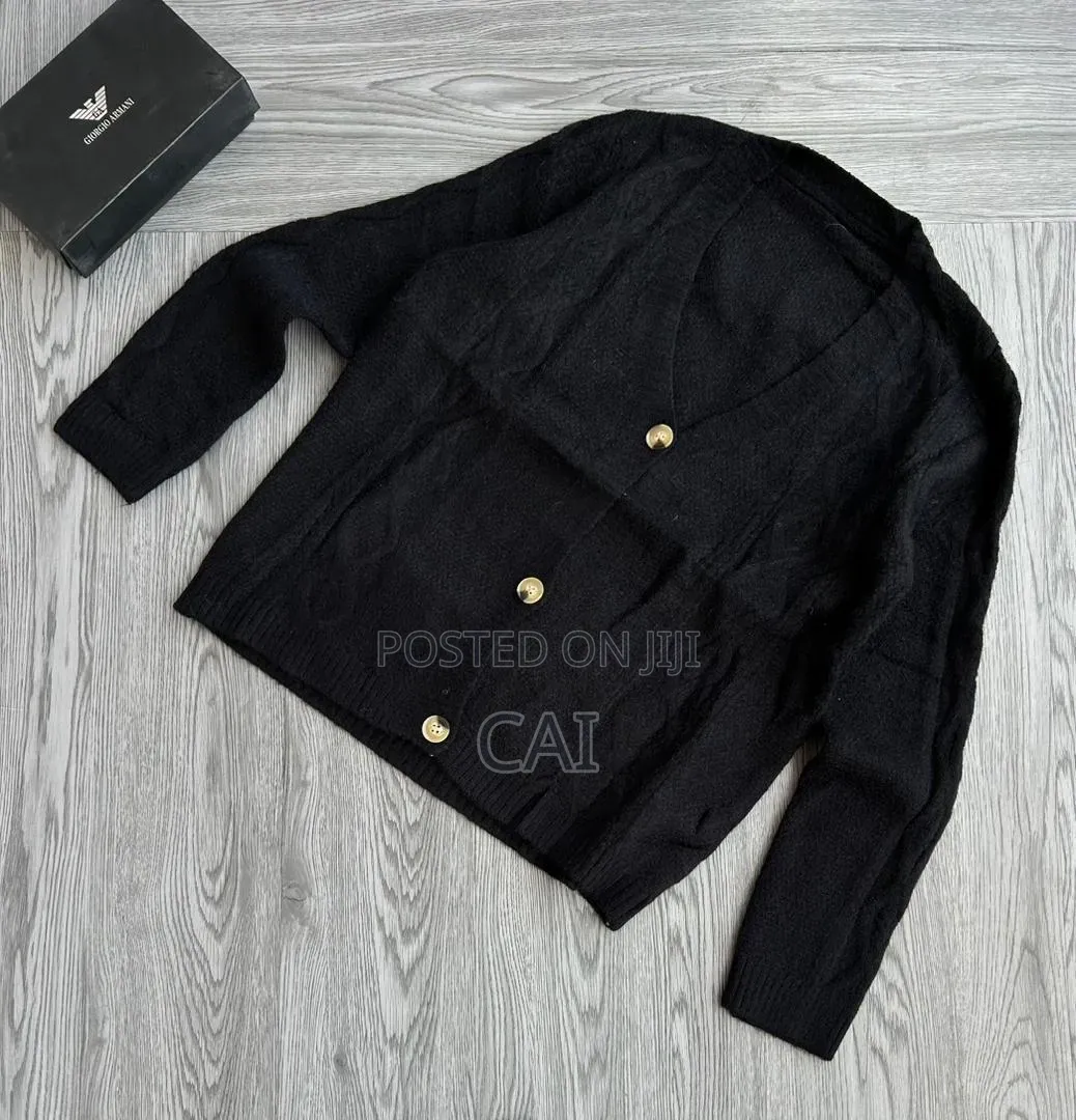 Cardigan Featuring Patch Pockets and Large Buttons.
