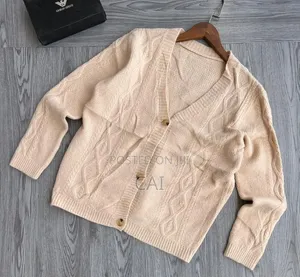 Cardigan Featuring Patch Pockets and Large Buttons.