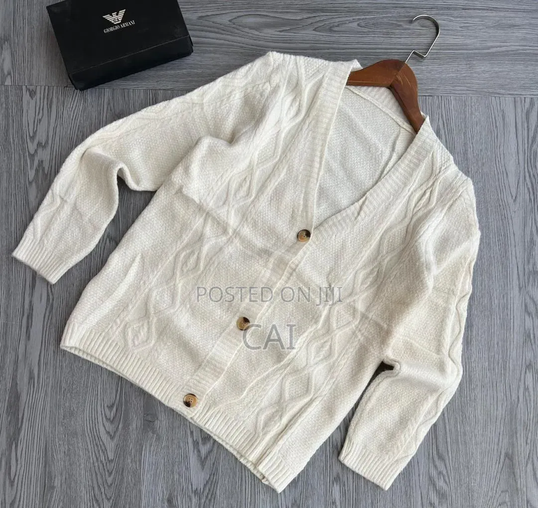 Cardigan Featuring Patch Pockets and Large Buttons.