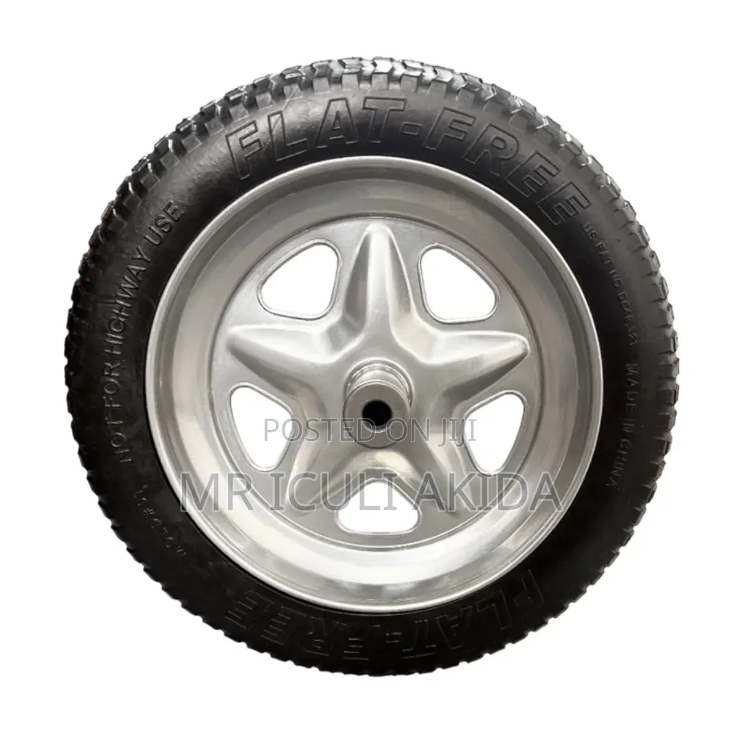16inch Flat-Free Replacement Wheelbarrow Tire With 5 Five-Spoke Design