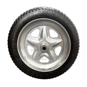 16inch Flat-Free Replacement Wheelbarrow Tire With 5 Five-Spoke Design