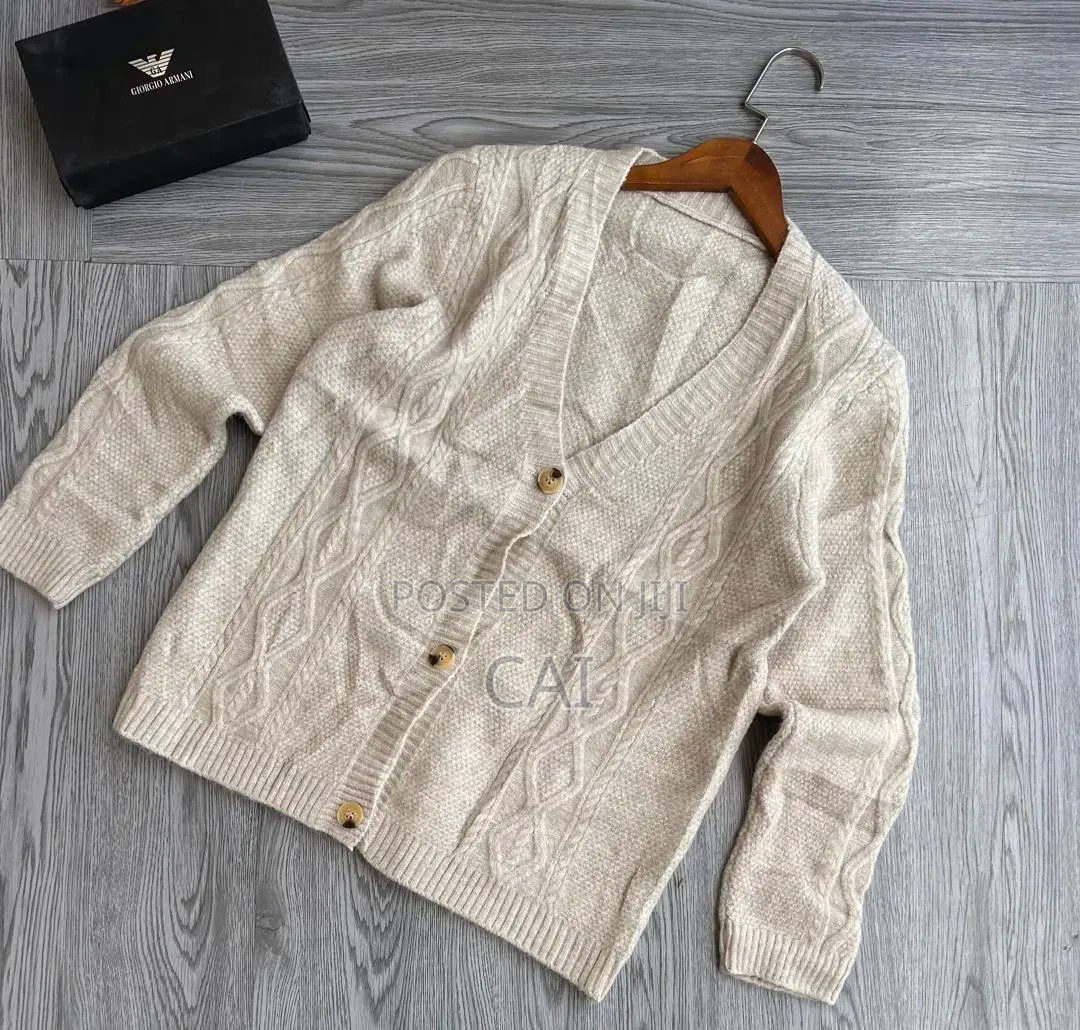 Cardigan Featuring Patch Pockets and Large Buttons.