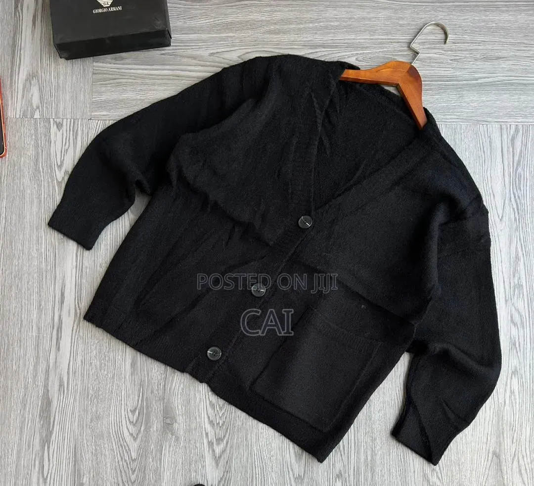 Cardigan Featuring Patch Pockets and Large Buttons.