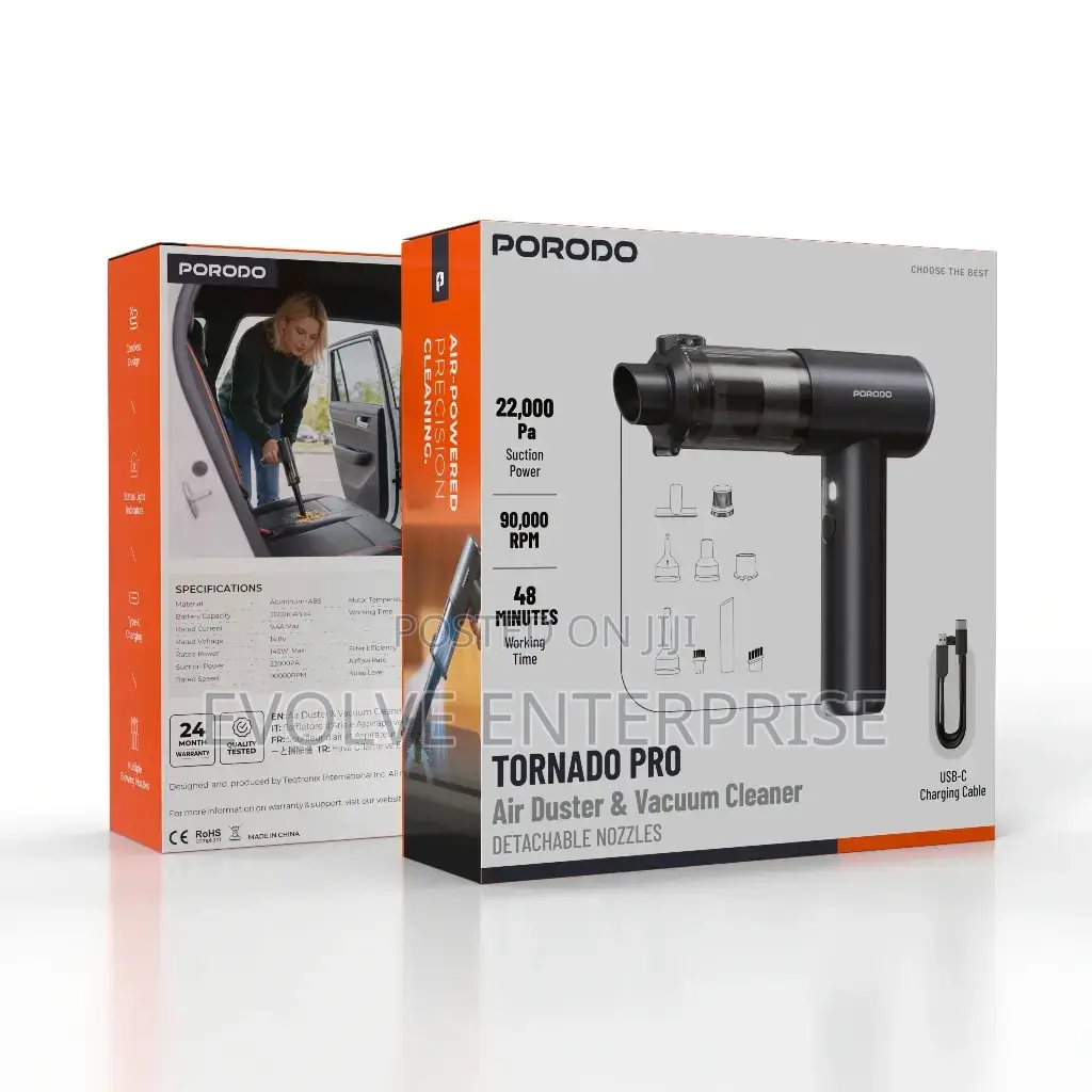 Porodo 140w Blower Plus Vaccum Cleaner With 22kpa 8000mah Battery