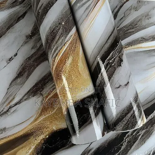 Black Gold Marble Self-Adhesive Wallpaper Oil-Proof PVC Wallpaper