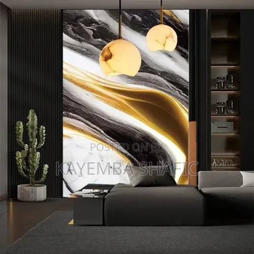 Black Gold Marble Self-Adhesive Wallpaper Oil-Proof PVC Wallpaper