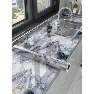 A Roll of Marble Wall Paper, a Self Adhesive Peel-and -Stick