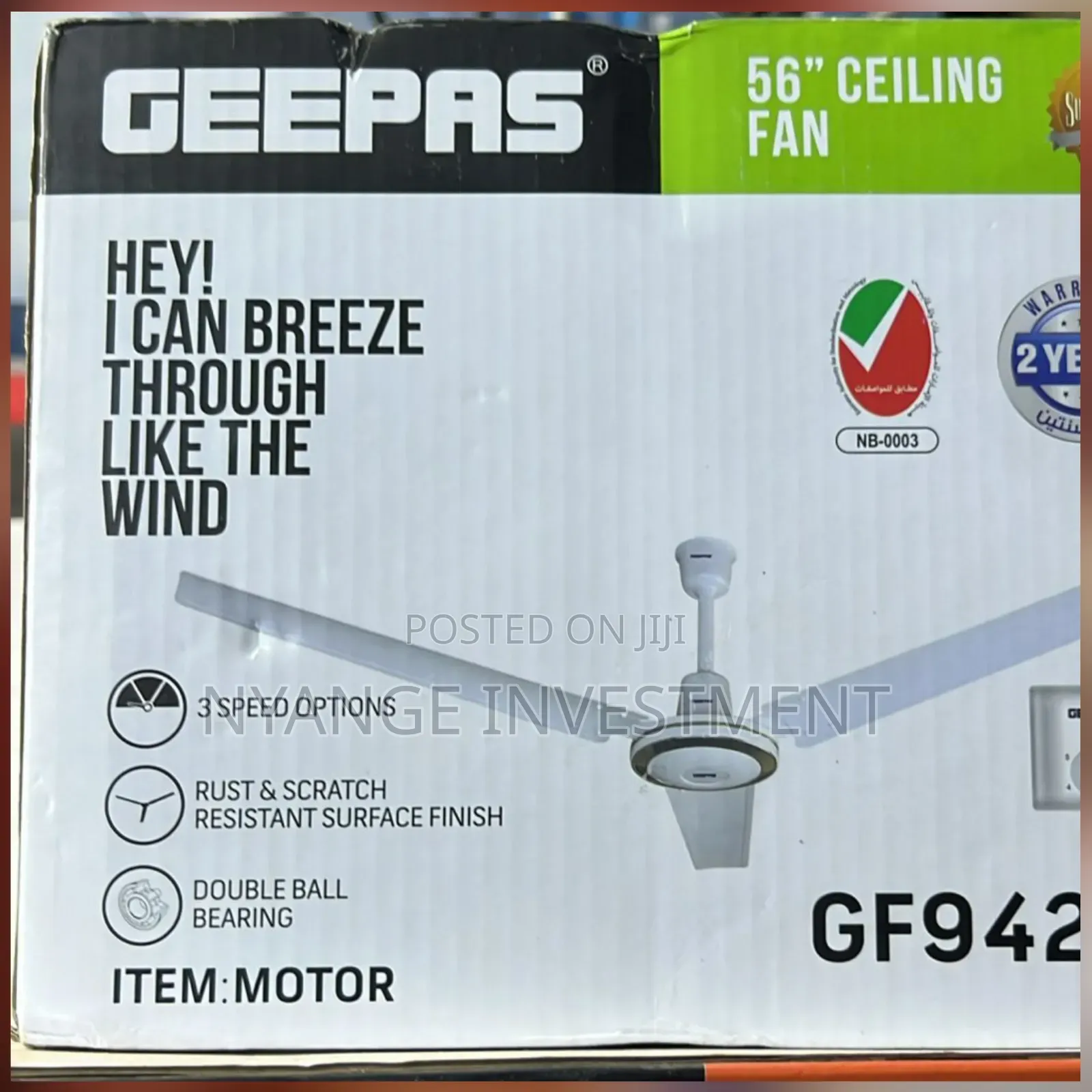 Geepas 56-Inch Ceiling Fan (Model Gf9428) in White