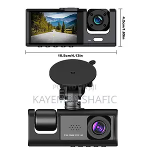 3-Way Triple Lens R Dash Cam Vehicle Video Cabin Camera Night Vision