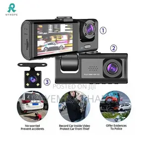 3-Way Triple Lens R Dash Cam Vehicle Video Cabin Camera Night Vision