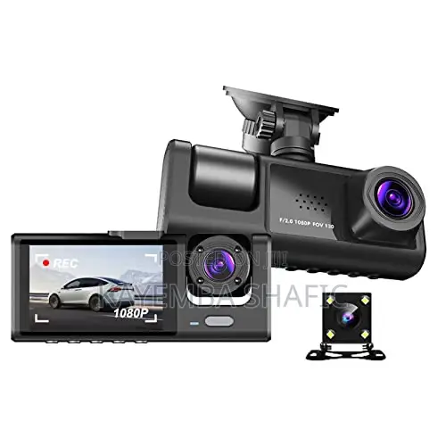 3-Way Triple Lens R Dash Cam Vehicle Video Cabin Camera Night Vision