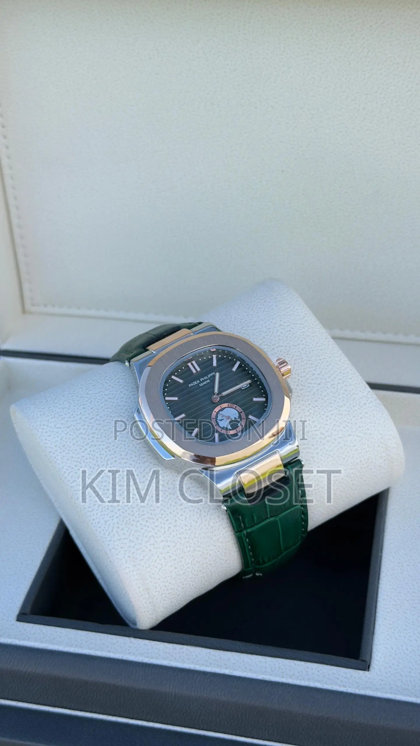 Leather Green Strap Watch