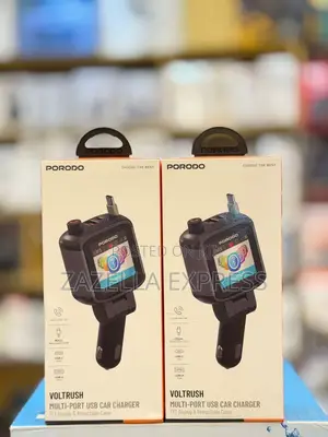 Porodo Volt Rush Multi-Port Usb Car Charger With TFT Display