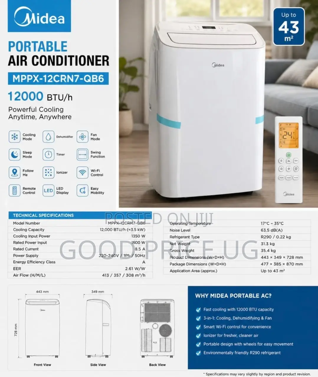 Midea MPPX-12crn7-Qb6 Portable Air Conditioner