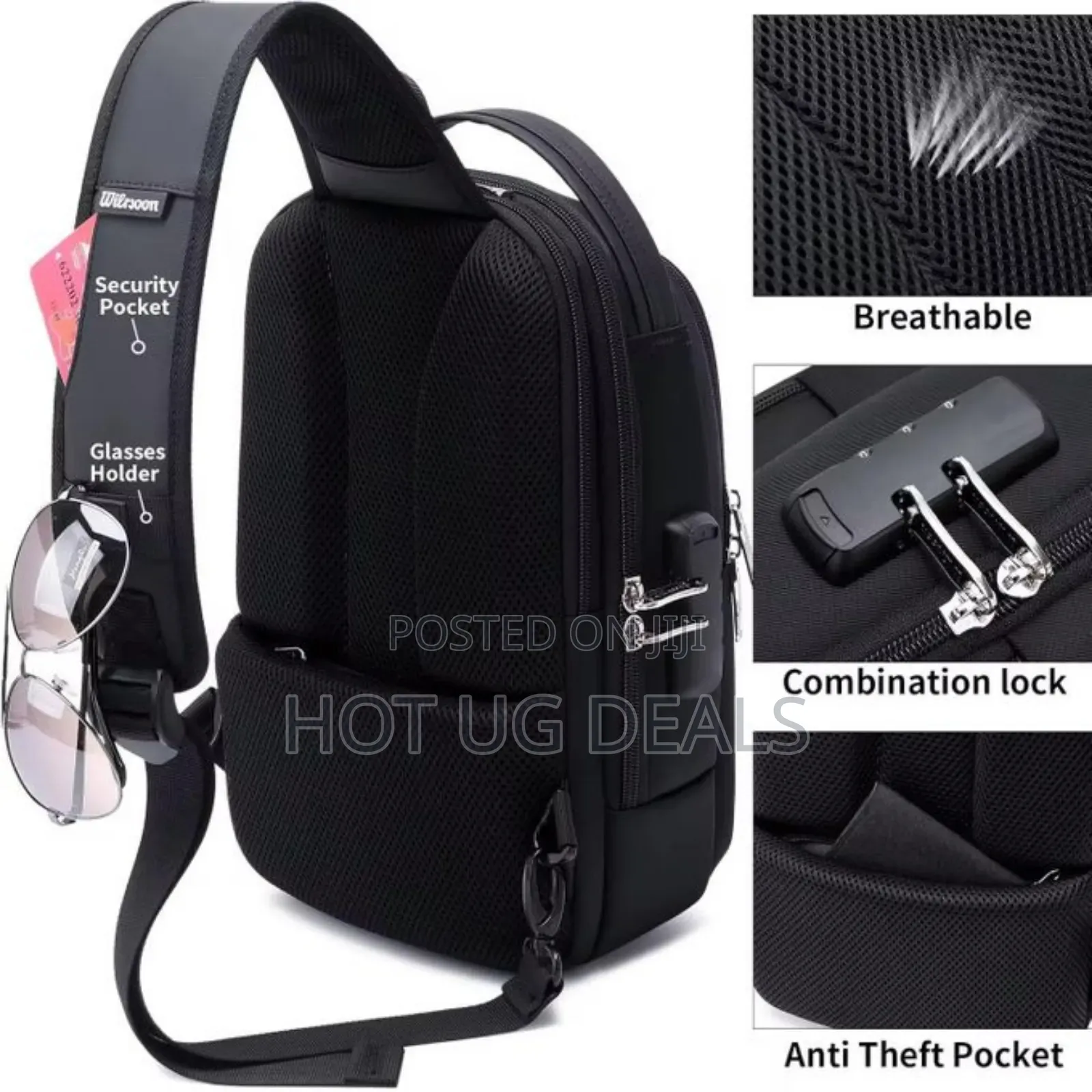 Duslang Crossbody, Shoulder Backpack Chest Bags With Usb Charger Port