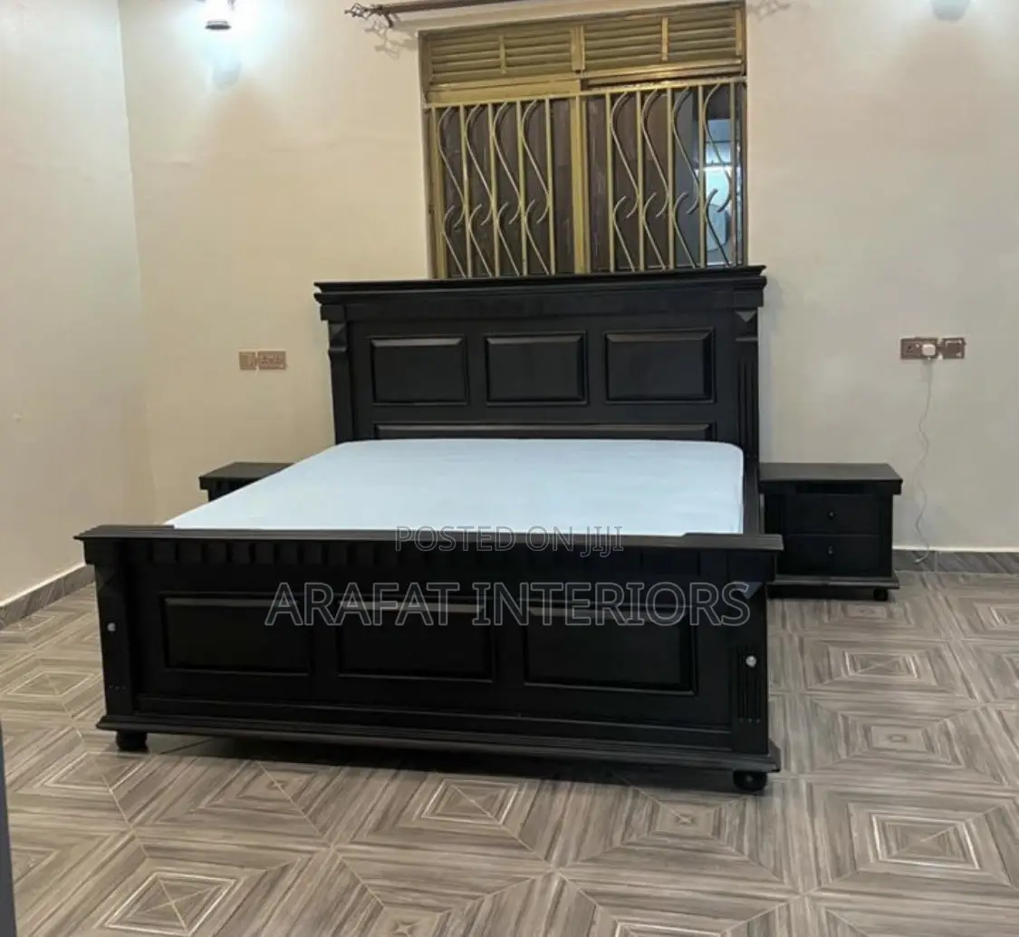 Royal Black Panel Bed Set