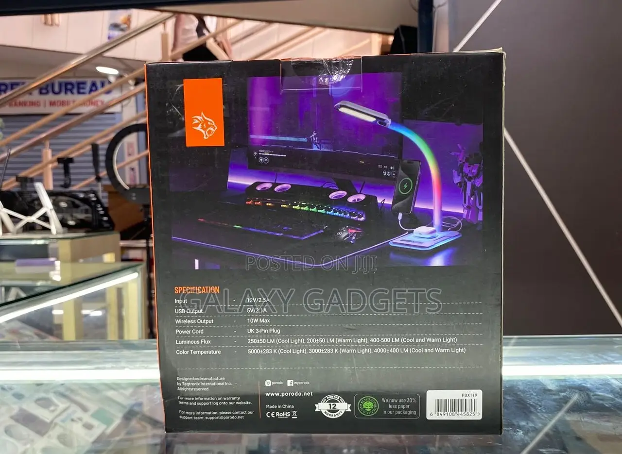 Porodo Gaming Multifunctional Esports Desk Lamp With Wireless Charge