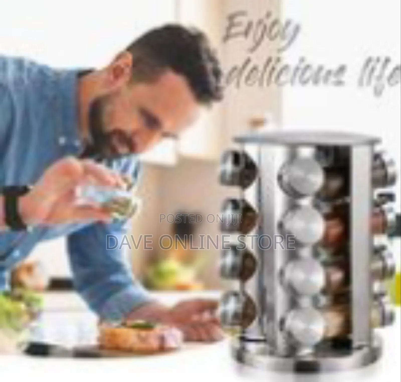 Rotating Stainless Steel Spice Rack Organizer With Glass Jars