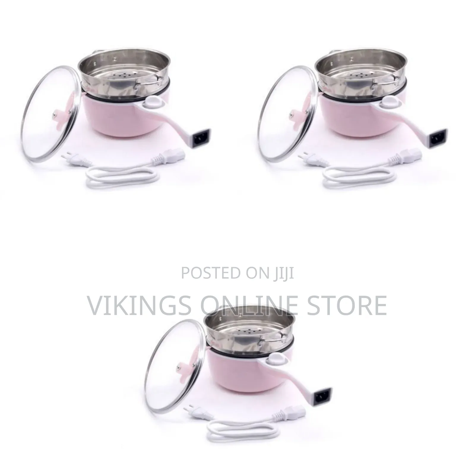 Electric Steaming,Boiling, Frying Pan Saucepans,1.6 Litres-Pink